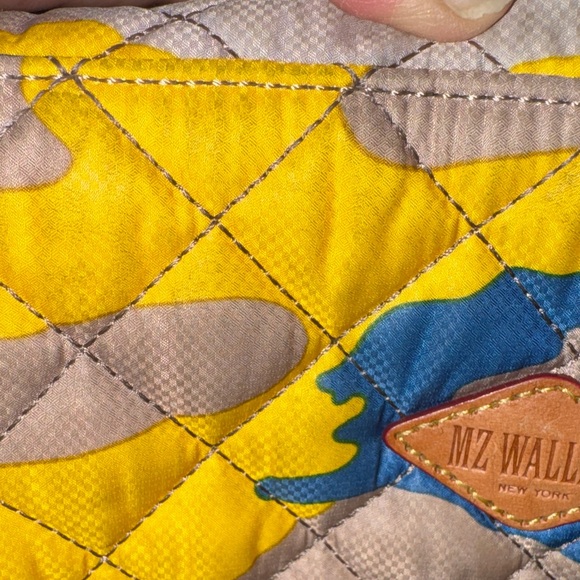 MZ Wallace Quilted Backpack - Yellow, Blue, and Tan camouflage, rare - Picture 15 of 16